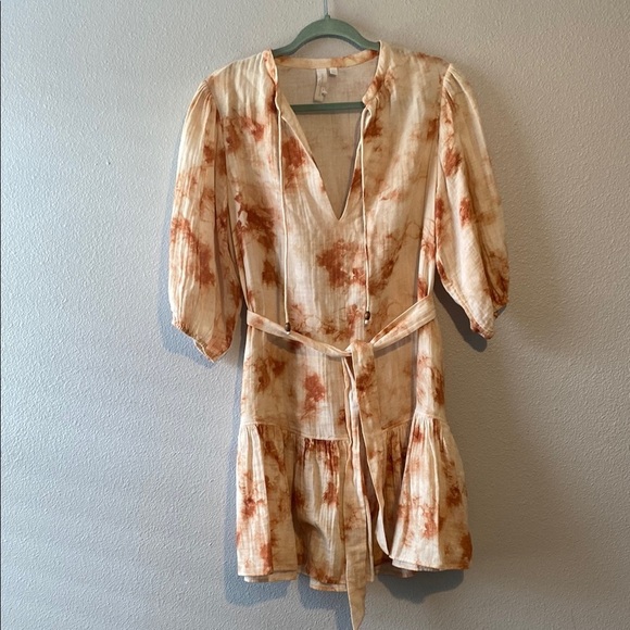 JONATHAN SIMKHAI Orange Gauze Opal Tie Dye Mini Dress Cover Up - Picture 2 of 8